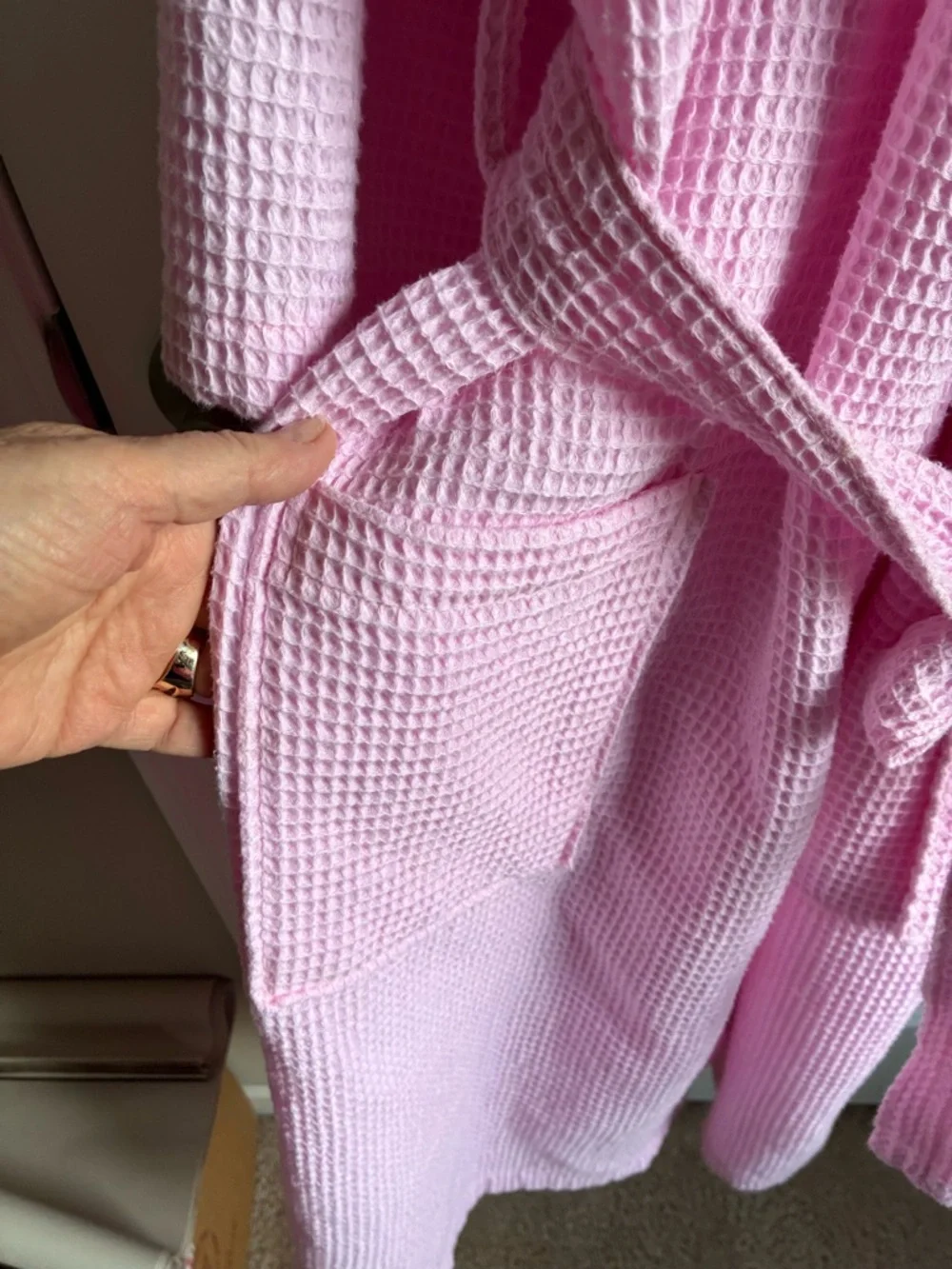 Light Pink Waffle Robe - Picture 2 of 4